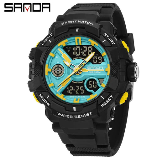 SANDA Sport Digital Analog Watch for Men – Waterproof Outdoor Military Style Wristwatch