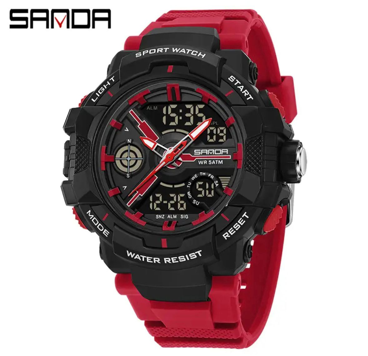 SANDA Sport Digital Analog Watch for Men – Waterproof Outdoor Military Style Wristwatch