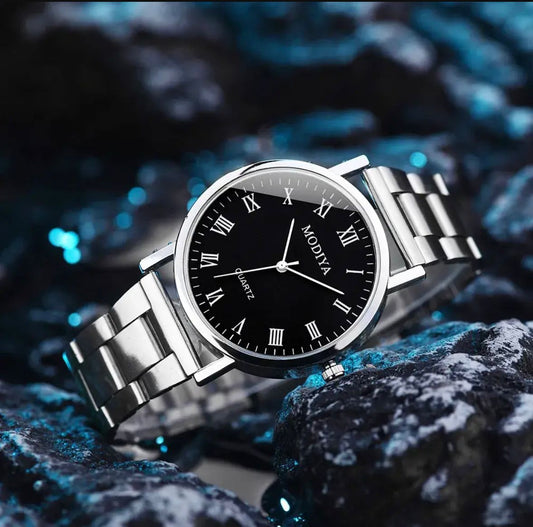 MODIYA Classic Quartz Watch for Men – Stainless Steel Strap Minimalist Roman Dial